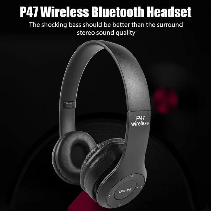 P47 Foldable Wireless Bluetooth Headphones – Universal Compatibility with Phones, Laptops & PCs"